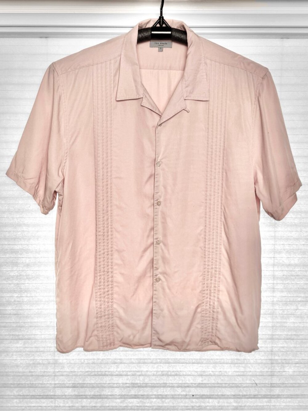 Ted Baker Men's Micro Pleat Shirt in Soft Pink